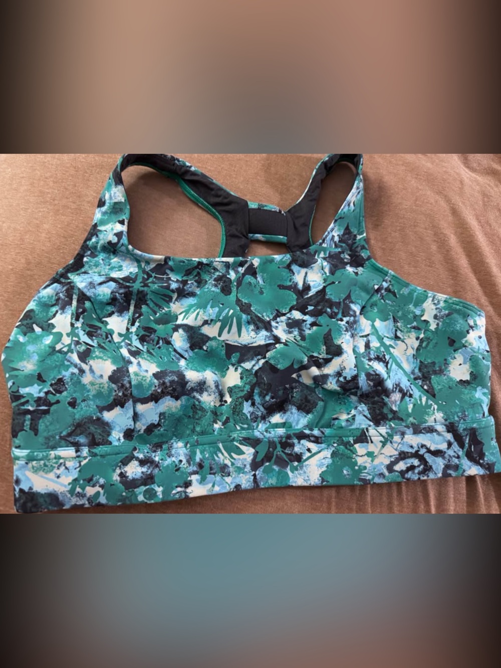Lululemon Floral Green Sports Bra - Comfortable Support